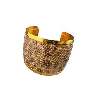 V-1. Kenneth Jay Lane Snakeskin Cuff Bracelet Chocolate Gold